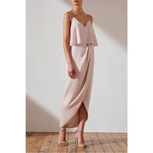 Shona Joy Porcelain Luxe Frill Cocktail Dress